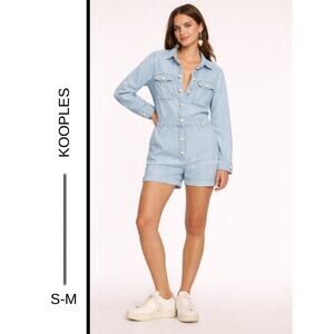 MSRP: $275 |✨ The Kooples Pearl Snap Chambray Utility Romper Size S-M✨QUICKSHIP